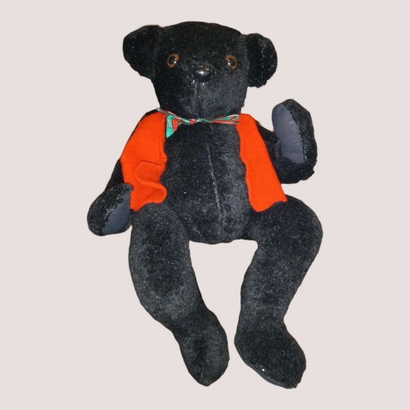 Hand made 18” Teddy Bear Fully Jointed Black Mohair Vintage Custom OOAK - Picture 1 of 11